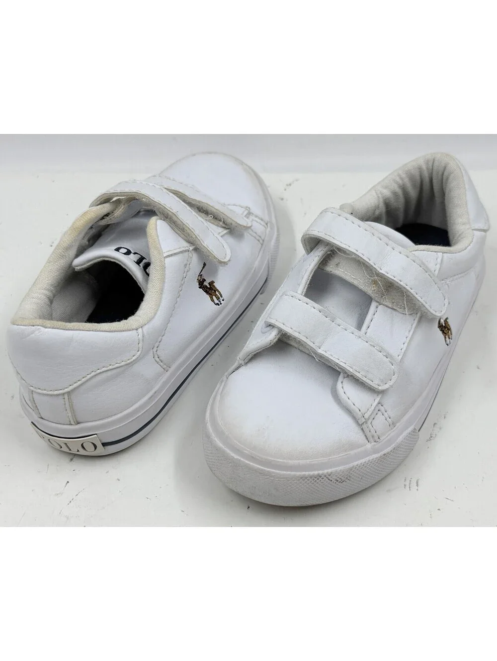 Polo Ralph Lauren Toddler Sneakers Sz 10 White Round Toe Athletic Casual Shoes